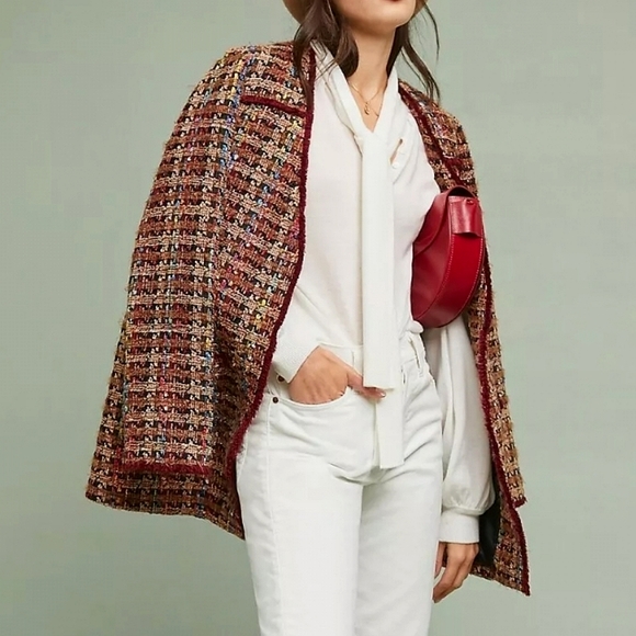 🌈NEW🌈 Anthropologie Tweed Rainbow Blazer Jacket Coat, Small - Picture 8 of 10